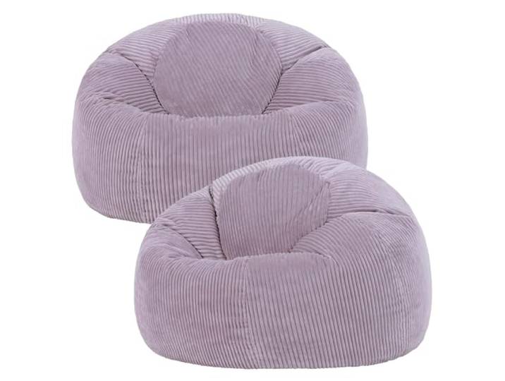 Icon Kingston Sitzsack Cord mit Füllung, 2er Pack, Lila In Deutschland Hergestellt, Sitzsack Erwachsene, Weicher Cordstoff, Sitzsack Sessel für Wohnzimmer und Schlafzimmer