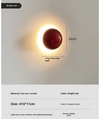 Useful Little Things Modern Red Round Metal LED Wall Lamp And Ceiling Light For Bedroom, Living Room, And Corridor red three color Light