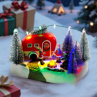 Discount Dollar Deals LED Light Up Village Collection, Christmas Camper Scene Caravan Figurine, Indoor Table Decor, Festive Holiday Home LED Light Up Village Collection, Christmas Camper Scene Caravan Figurine, Indoor Table Decor, Festive Holiday Home