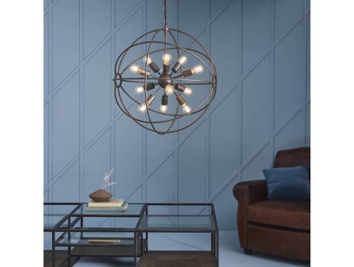 Lustre rond en métal gris - d100 cm