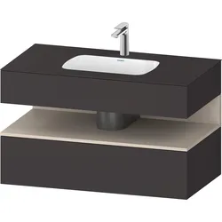 Duravit Collection One Einbauwaschtisch mit Konsolenwaschtischunterbau, 1000x550x600mm, Nische Taupe Supermatt, QA4786083800010, Farbe: Graphit Supermatt/mit Nischenbeleuchtung