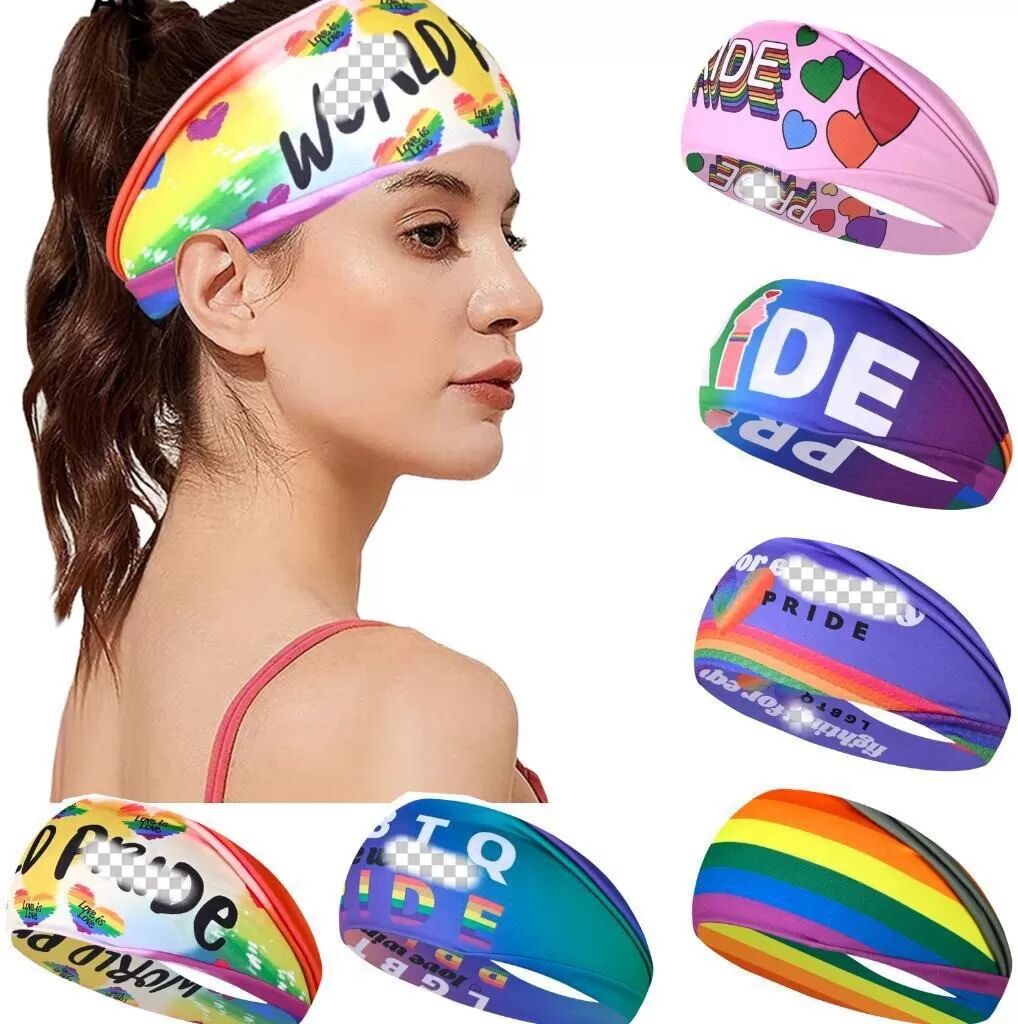 INF Regenbogen Sport Stirnband – Schweißabsorbierend, ideal für Laufen, Yoga & Fitness Blau