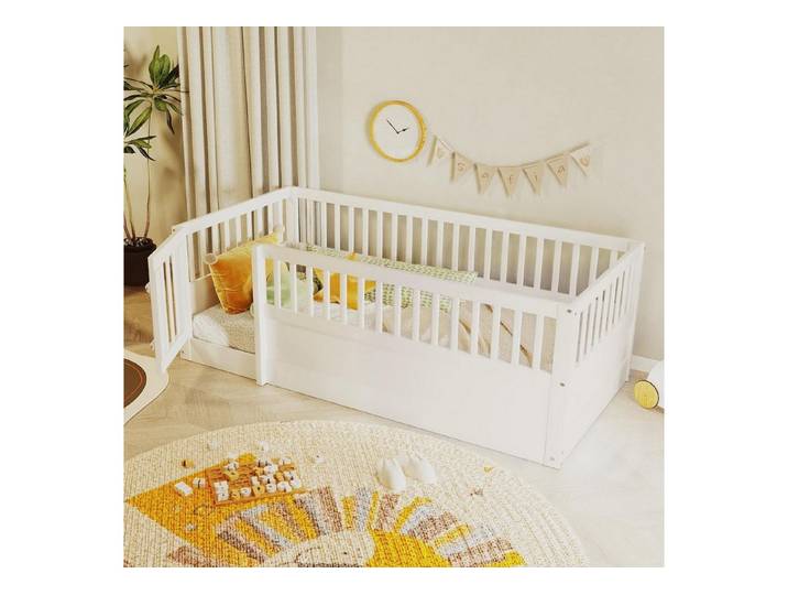 LuxusKollektion Kinderbett Kinderbett Bodenbett 90x200 Weiß