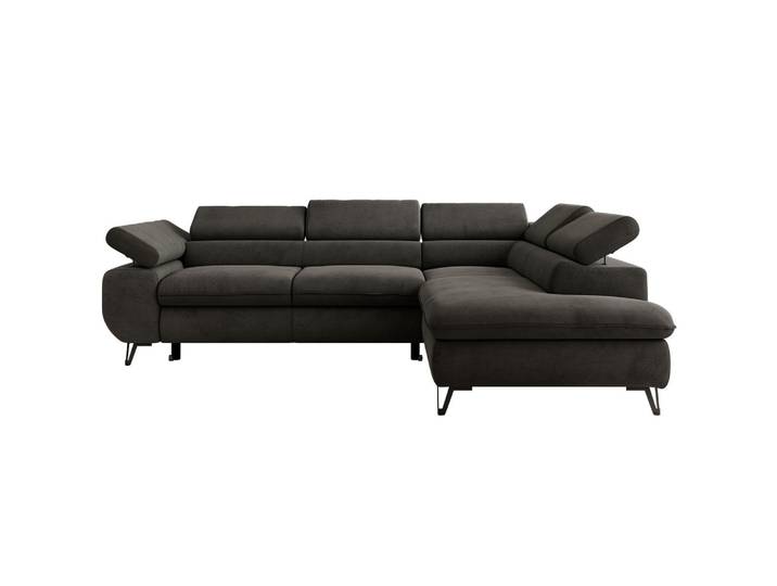 ECKSOFA PABLO L Dunkelgrau Velvet - Rechts Seite mit Visco Topper