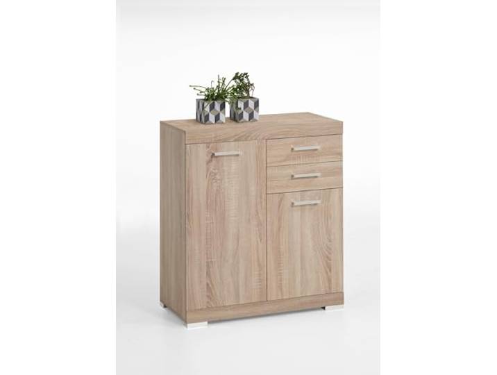 möbelando Kommode >Bristol 2< in Eiche Dekor - 80x89,9x34,9cm (BxHxT)