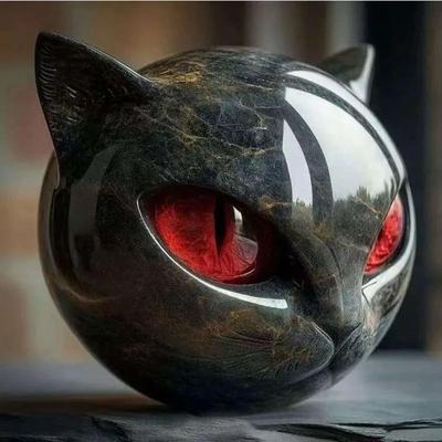 Uplift Treasures Luxury Black Cat Resin Sculpture Decor red