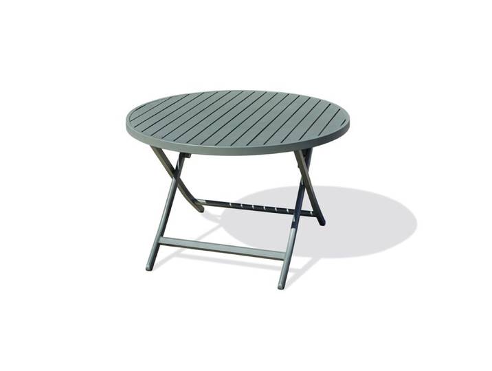 Table de jardin ronde pliante en aluminium - Kaki - MARIUS