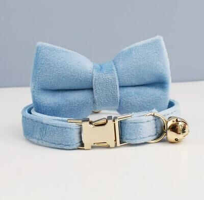 Inspired Finds ElegantPaws Personalized Bowknot Cat Collar With Free Custom Engraving powder Sky l