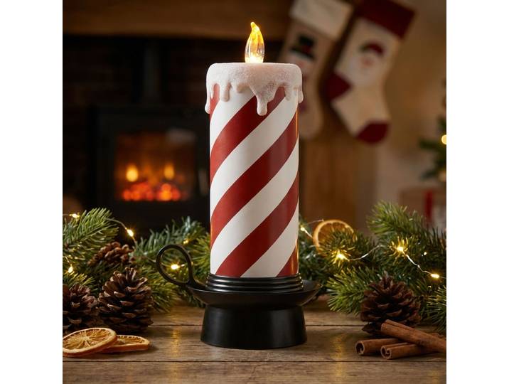 LED Zuckerstangen Kerze, batteriebetrieben, 15 x 12,5 x 29,5 cm
