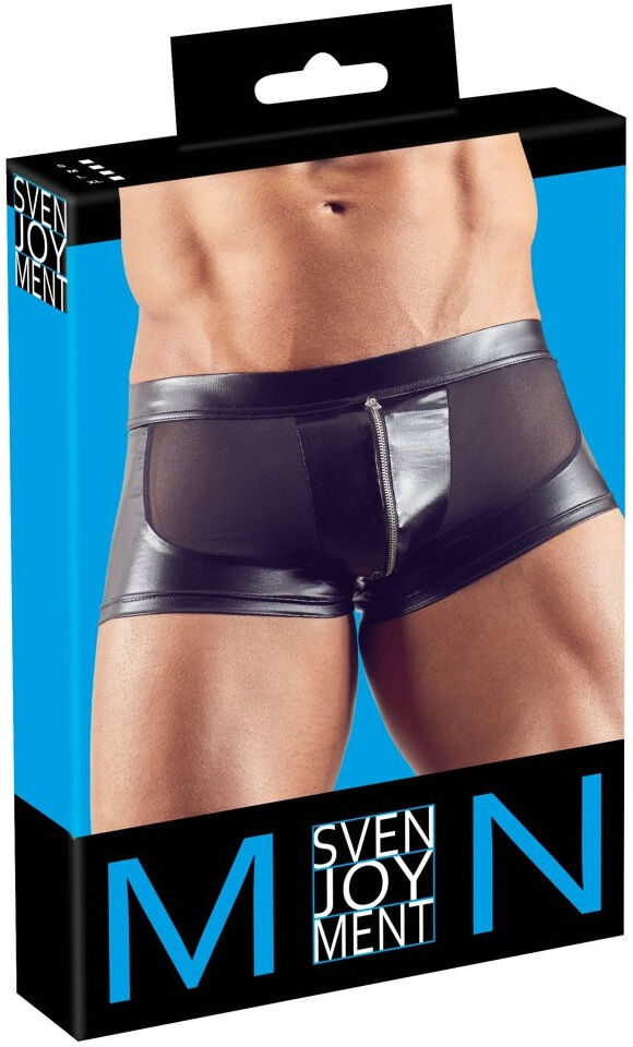 Svenjoyment Pantalon sexy avec zip et inserts effet mouillé