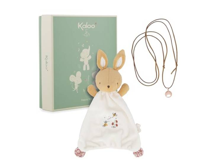 Kaloo - Set knuffeldoekje haas + bola-halsketting - Ideaal als cadeau voor de geboorte - cadeau voor de zwangerschap - zachtheid en harmonie vanaf de zwangerschap - geschenkdoos - K210012