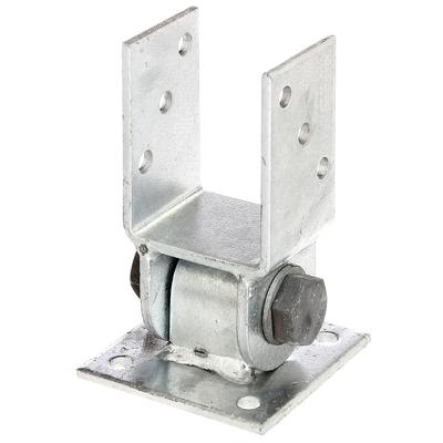 Pfostenträger ALBERTS, silber (silberfarben), B:10cm, Stahl, Bodenanker, mit beweglichem Oberteil, lichte Breite 71 mm