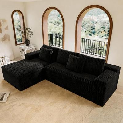 Direct Wicker "98.4*66.9""Modular Upholstered Plush Corduroy Compressed Sectional Sofa, No Assembly Required"