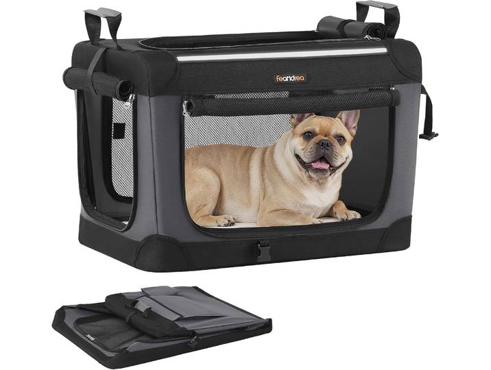 Hundebox faltbar Transportbox 60x42x42 cm Schwarz