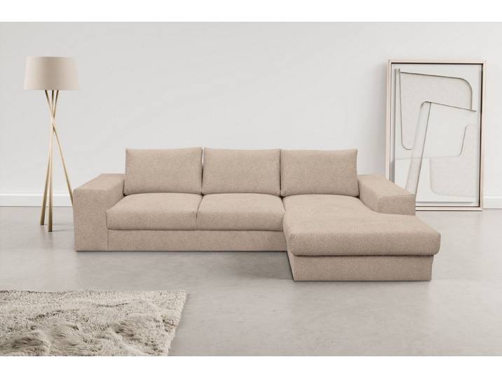 WERK2 Ecksofa Rozzana 280 x 190 cm zeitlos & bequem, viel Platz, Design & Komfort, Plüsch, L-Form, XXL