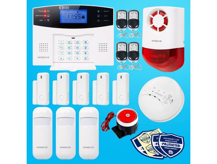 Système d'alarme domestique sans fil WIFI 4G SMS HOMSECUR + PIR + 5 capteurs de porte