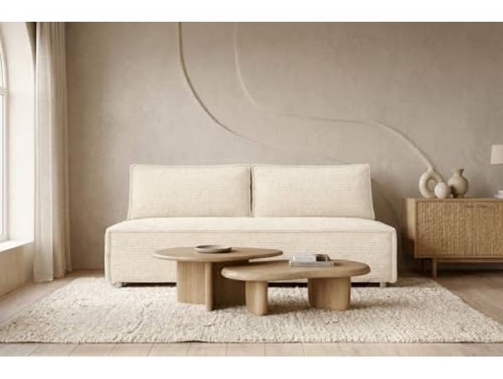 Kaiser Möbel - Sofa mit Schlaffunktion und Bettkasten, Sofa 2-sitzer, Schlafsofa mit Bettzeugbehälter, Klappsofa, Bettsofa, Bequemes Couch für Wohnzimmer, Schlafzimmer und Jugendzimmer, DUO, Hellbeige