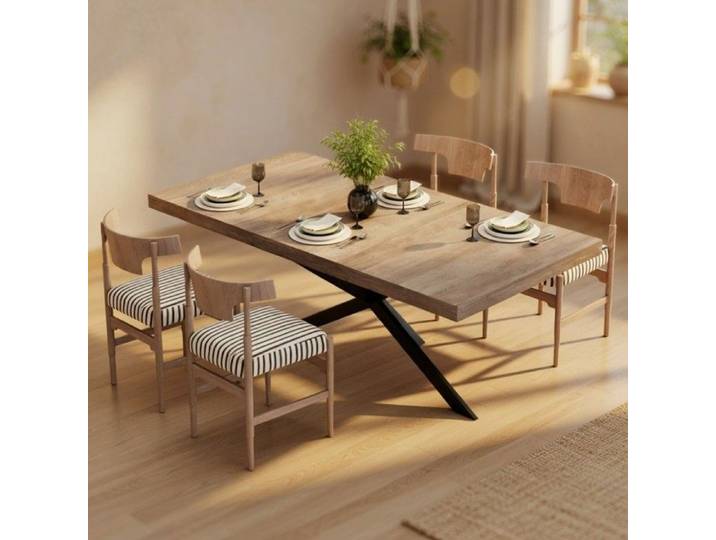 CollaHausse Table Manger Rectangulaire Extensible Rétro 140-180cm Rangement Gris