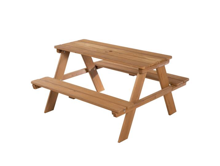 Kindersitzgruppe 'Outdoor+', wetterfeste Sitzgarnitur 'Picknick for 4', Massivholz, Teak-Optik