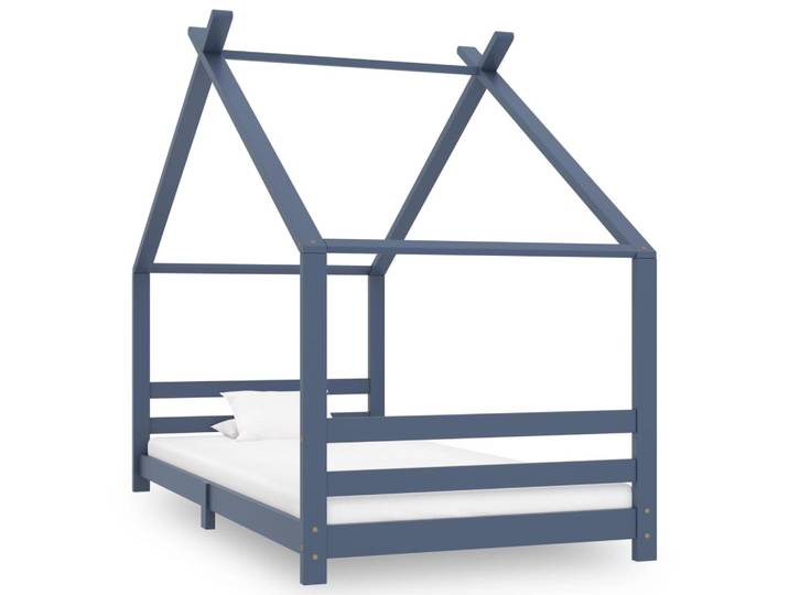 vidaXL Kinder-Bettgestell Grau Massivholz Kiefer 90x200 cm