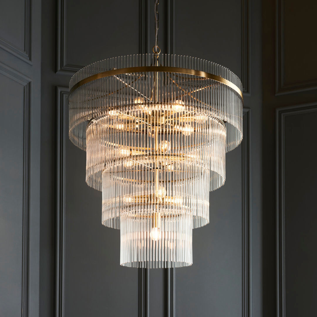 Heritage Hues Geira 16lt Tiered Pendant light finished in Ant. Brass Antique Brass 68.1cm H X 70cm W X 70cm D