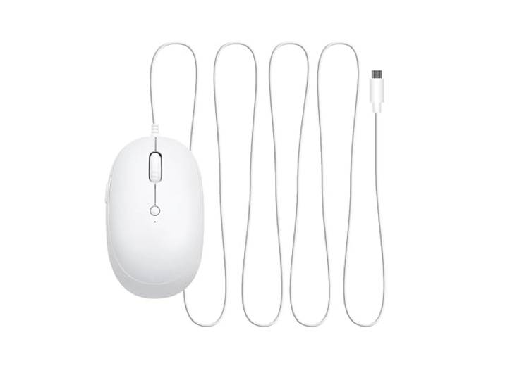 Macally MFAEC, ergonomische USB-C muis voor rechtshandigen, optisch met kabel, muis voor USB-C notebook en laptop, wit