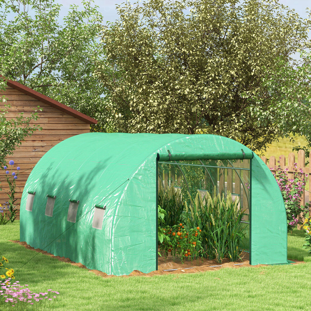 Dakota Fields Brinitta Polytunnel Greenhouse Sprinkler Irrigation Walk-in Green Green 198cm H x 298cm W x 399cm D