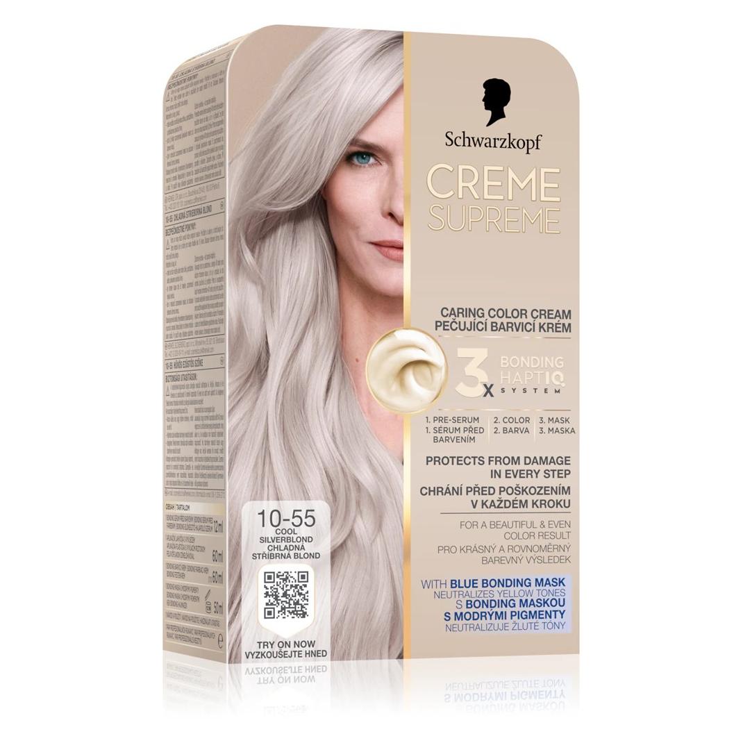 Schwarzkopf Creme Supreme Permanent Hair Dye Color 1055 Cool Silverblond 60 Ml (Cool Silverblond) (64423624)