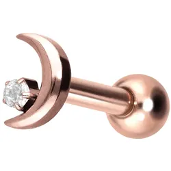 Titan Ohrpiercing mit Innengewinde MOND + KRISTALL