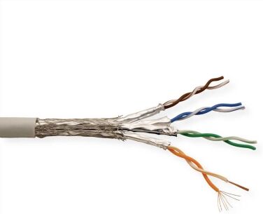 Roline S/FTP-300M CAT6a Netzwerk Verlegekabel, grau, Litze