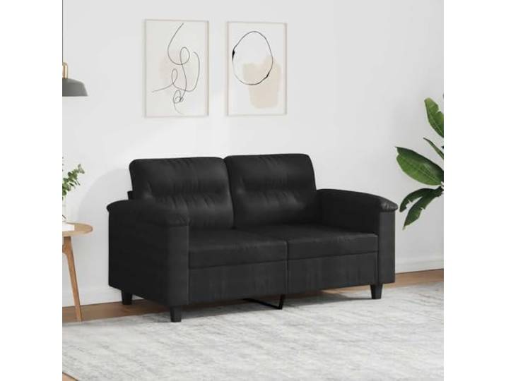 HEFZGDB 2-Sitzer Sofa Schwarz 120 cm Mikrofasergewebe Langlebig Modern Metallgestell Bequem Polsterung Stabiles Design Wohnzimmer Sitzmöbel