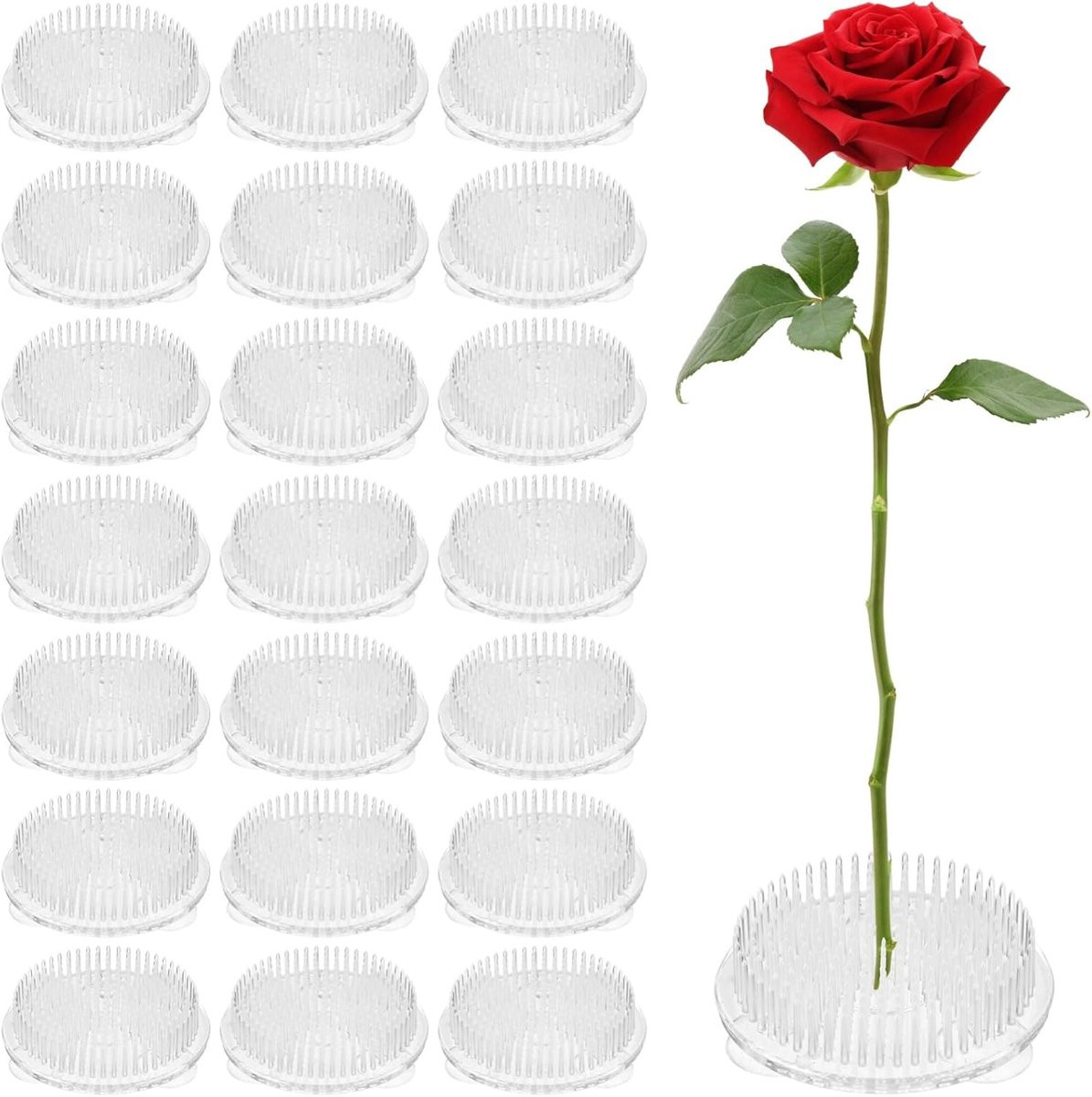 Set van 32 transparante plastic bloemenkikkers met zuignappen, diameter 7 cm