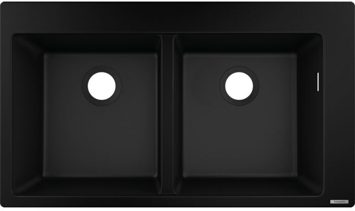 Hansgrohe Einbauspüle 43316170 880 x 510 mm, 2 Hauptbecken, Hahnlöcher vordefiniert, graphitschwarz