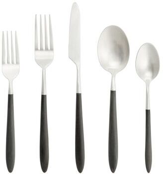 Fortessa Velo 18/10 Stainless Steel, 20 Piece Flatware Set (Service for 4), Black/Brushed Silver - 20 Piece Set