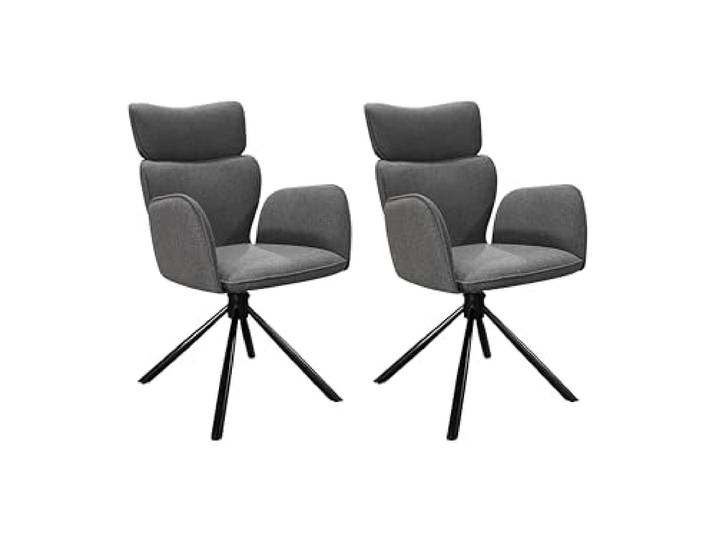byLIVING Esszimmerstuhl 2er-Set Seattle, 360° drehbar, Webstoff anthrazit Metallgestell schwarz matt, Esszimmerstuhl, B 65, H 93, T 65 cm
