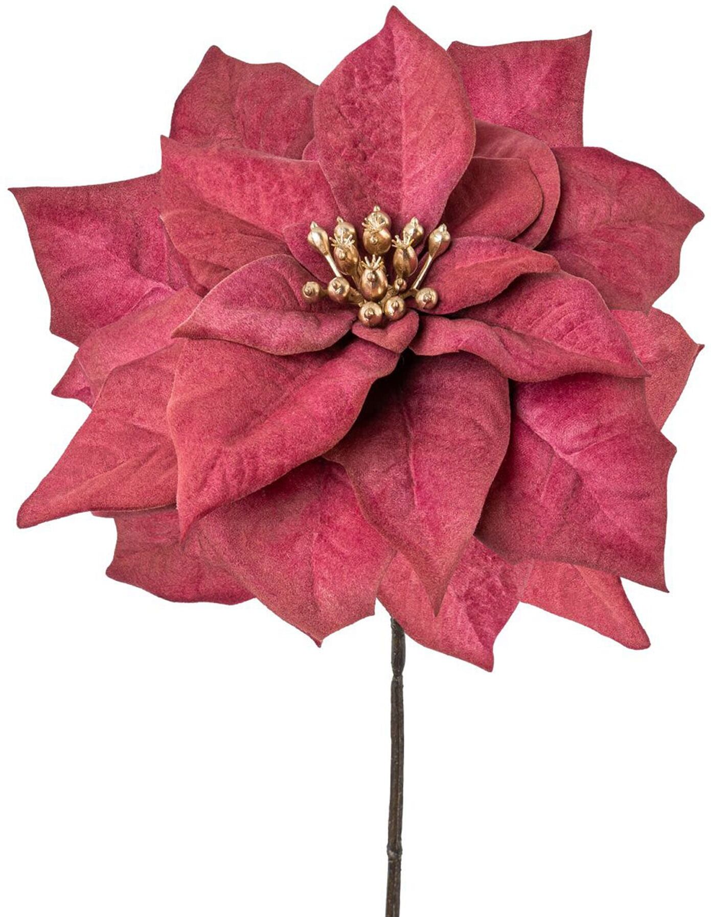 Winterliche Kunstpflanze CREATIV GREEN "Weihnachtsdeko rot", rot (bordeaux), B:15cm H:56cm T:15cm, Polyester, Kunstpflanzen, Winterliche Kunstpflanze, mit goldfarbenfarbenem Blütenkelch, 6er-Set