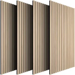 TecTake GmbH tectake Akustikpaneele Sonic Wall II Wandpaneele Schallschutz Holzoptik Schallabsorber Eiche hell 110x50cm 4er Set