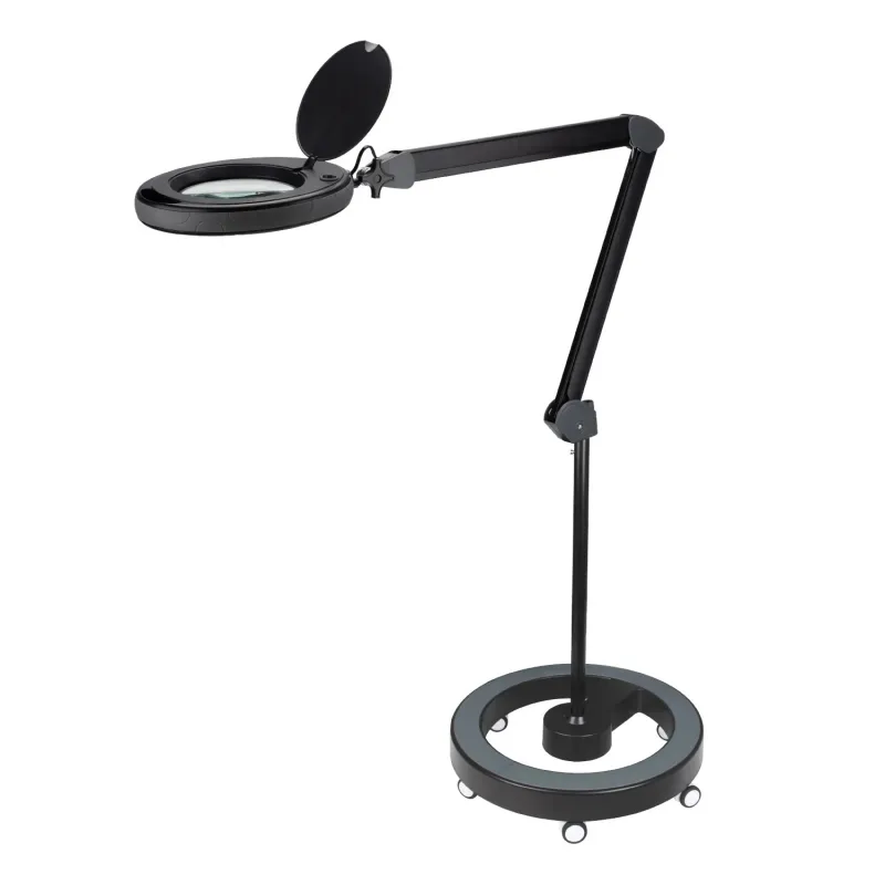 Zalias GmbH Lumeno LED-Kosmetikleuchte 8515, 5 Dioptrien Lupe, in Schwarz incl. Roll-Bodenstativ im Vorzugs-Set 61598515SW