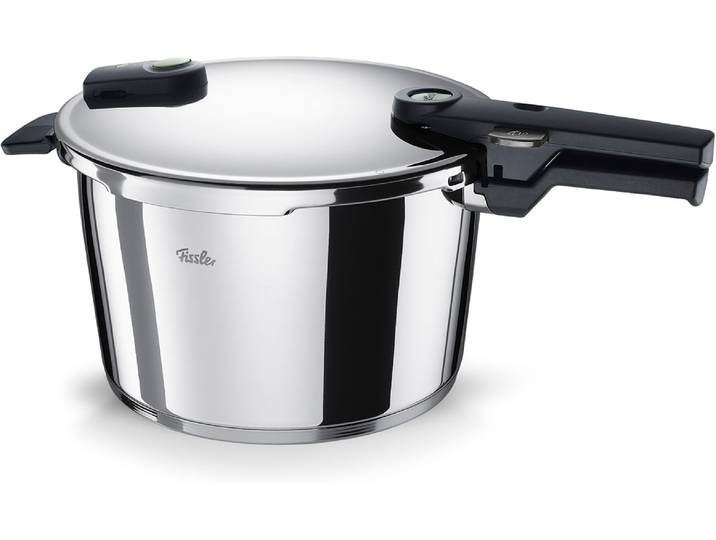 Schnellkochtopf FISSLER VitaquickElemental Dampfkochtopf Premium Drucktopf , silber, B:37cm H:24cm L:46cm Ø:26cm, Töpfe, Schnellkochtopf, Schnellkochtopf mit 2 Garstufen und Superthermic Boden