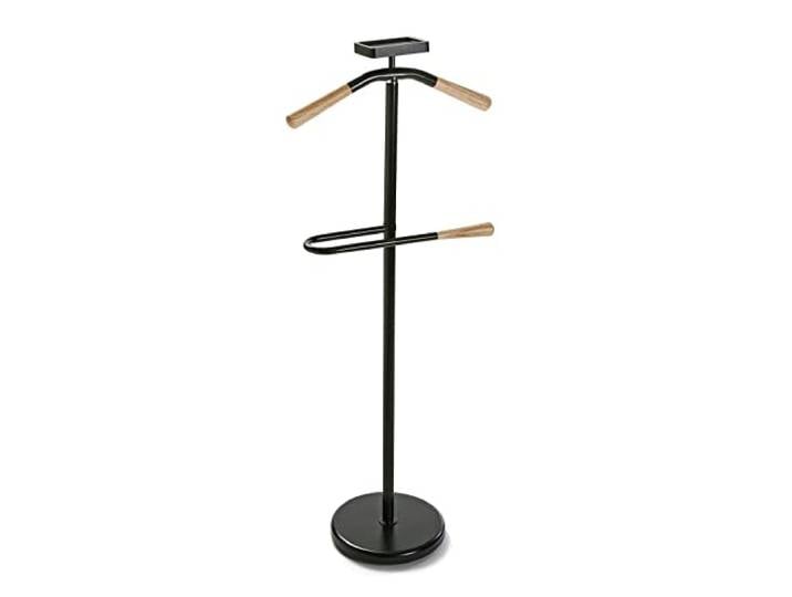 Versa Cham Valet de Nuit Multifonctionnel avec 2 Perchoirs Penderie pour Vêtements Homme ou Femme Valet de Chambre\, Dimensions (H x l x L) 108 x 44 x 25 cm\, Métal et Bois\, Couleur: Noir et Bois