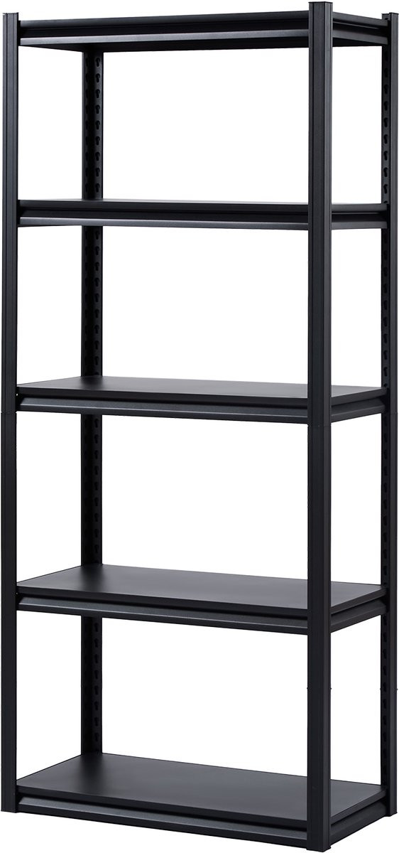 Zwaar metalen opslagrek met 5 verstelbare niveaus, Zwart, H x B x D: 184 x 41 x 82 cm