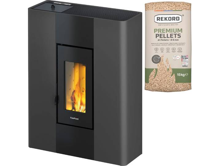 Pelletofen FREEPOINT Roxy , grau (schwarz), Kaminöfen, Pelletofen