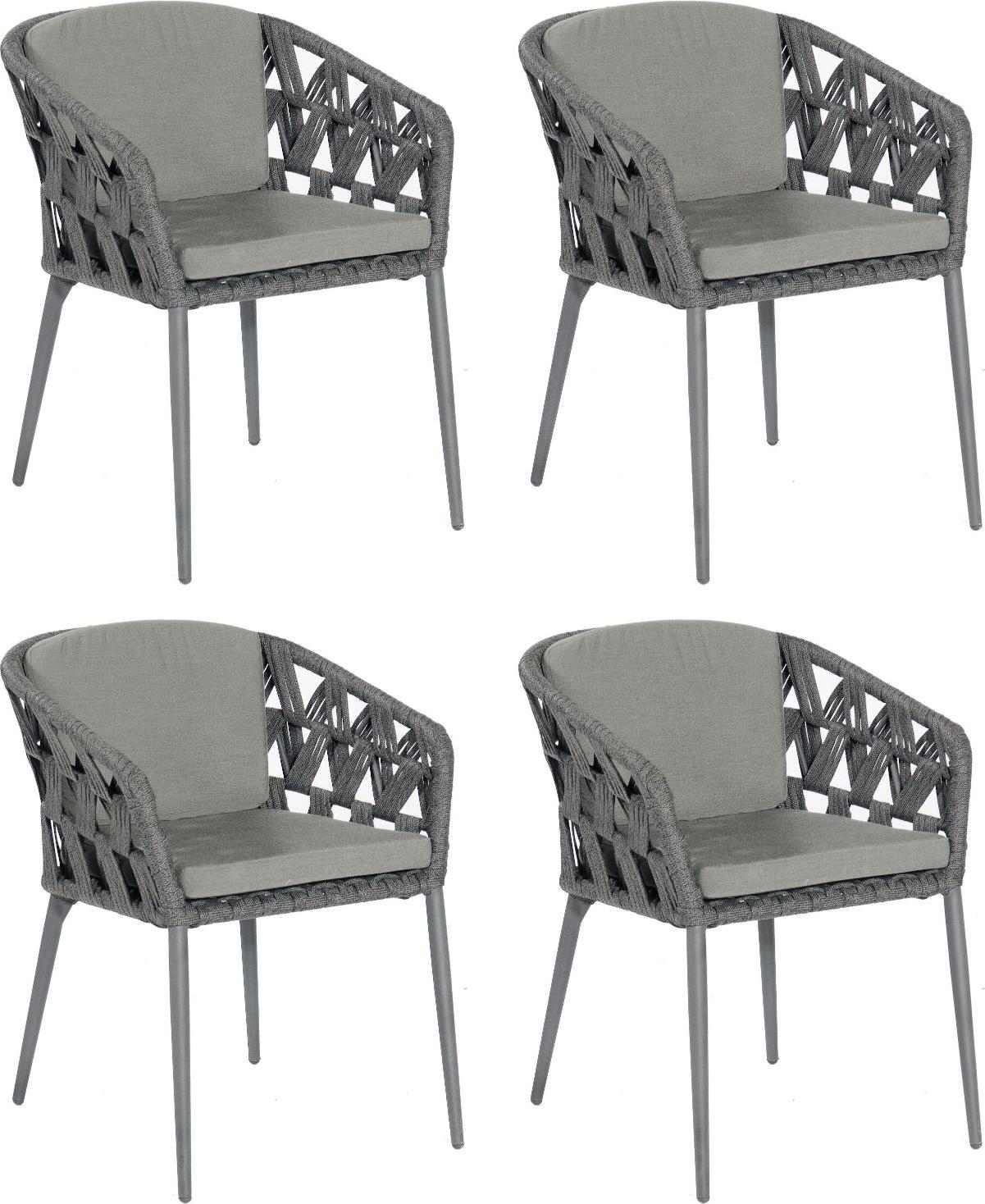 Sonnenpartner 4er-Set Gartensessel Fairmont Aluminium mit Polyrope schwarzgrau Gartenstuhl Sessel