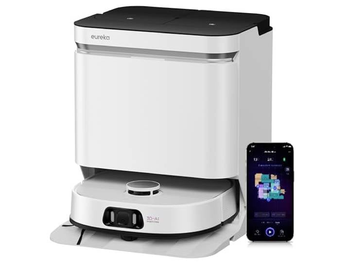 EUREKA J15 Pro Ultra Aspirateur Robot\,Robot Aspirateur Laveur 16200 Pa\,Nettoyage des Bords\,Brosse Anti Enchevêtrement\,Lavage de Serpillière à l'eau Chaude 75℃\,Base autonettoyante