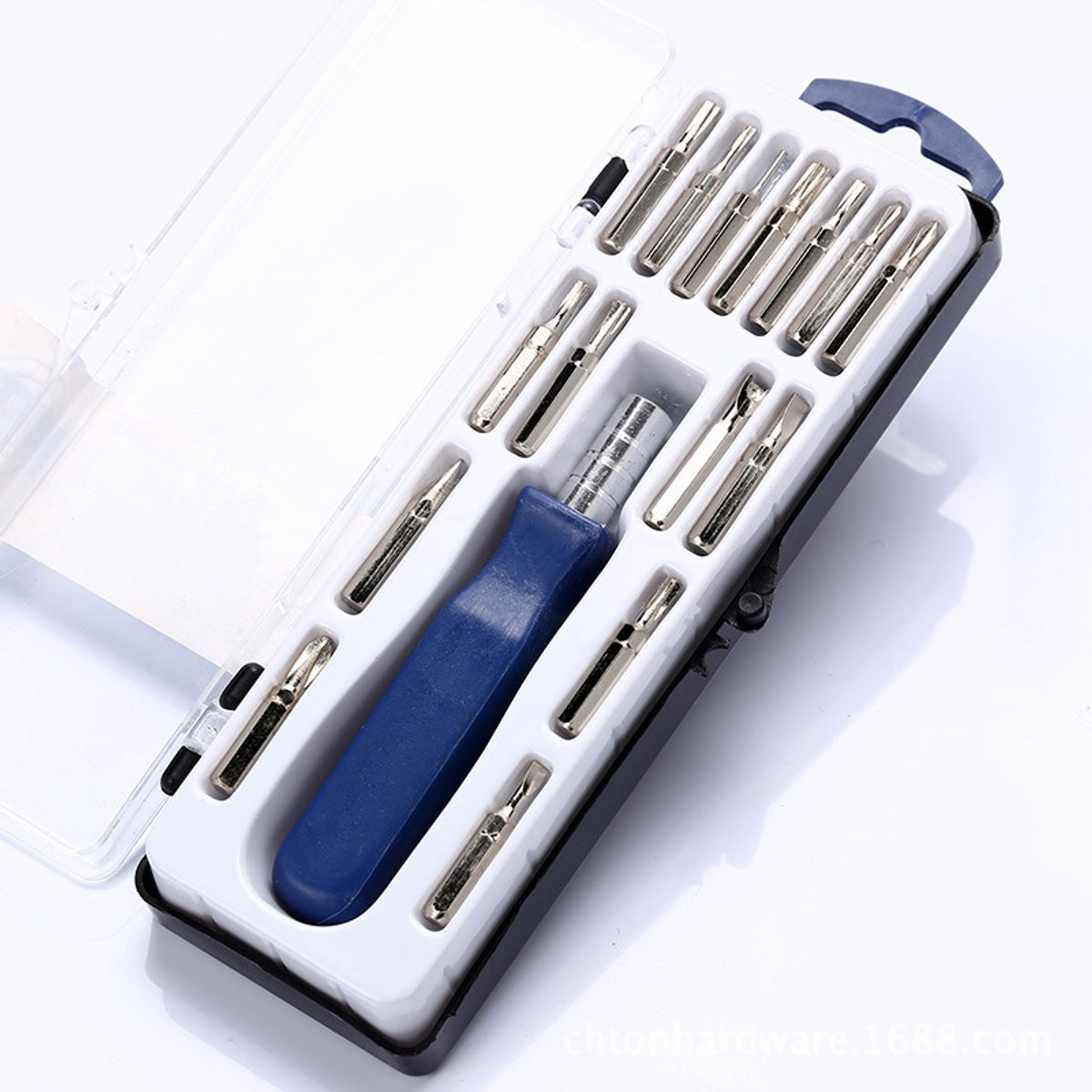 16-in-1 Multifunctionele Dopsleutelset en Magnetische Schroevendraaierset in Blauw met Roestvrij Staal
