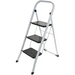 Kerbl, Leiter + Gerüst, 3-stufige Küchenleiter Schwarz und Weiss (Trittleiter, 105 cm)