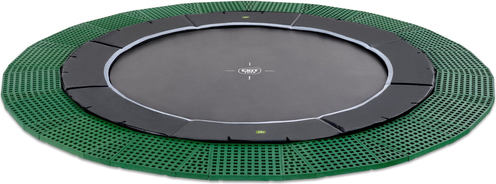 EXIT Dynamic Trampolin ø366cm, mit Freezone Sicherheitsfliesen, Bodentrampolin, Rund, für Kinder, Schwarz