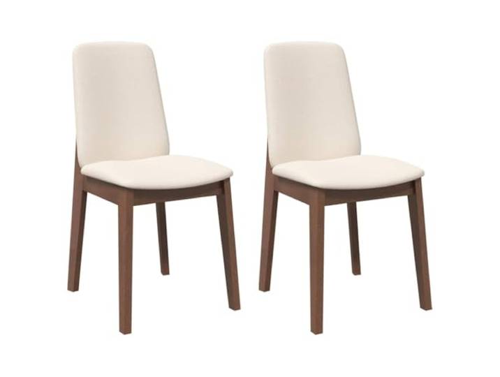 Makastle Esszimmerstühle mit Kissen 2 STK. Braun Massivholz Gummibaum
