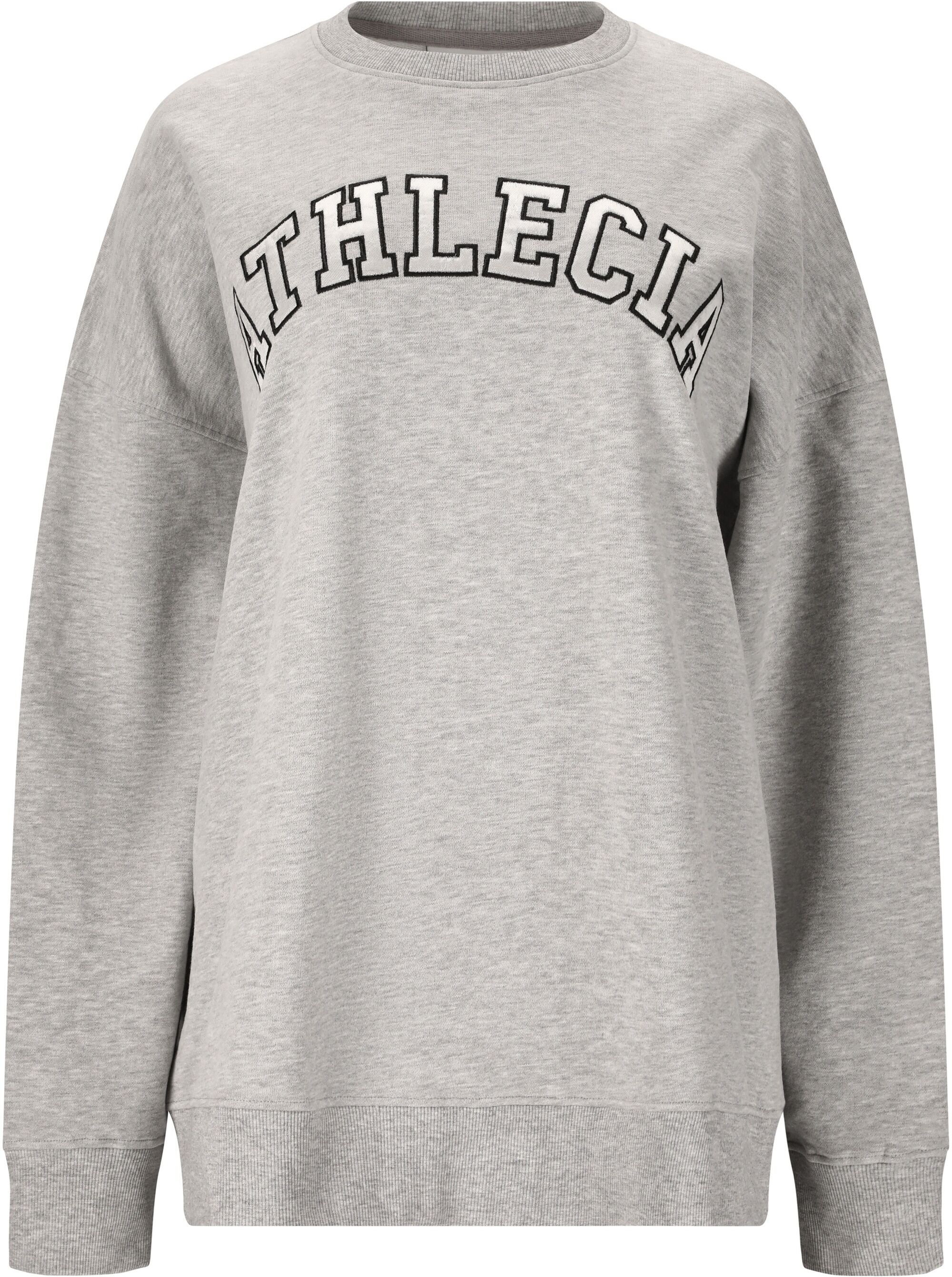 Sweatshirt ATHLECIA "Fenne", Damen, Gr. 46, grau (hellgrau), 100% Baumwolle, bedruckt, normal, Rundhals, Sweatshirts Sweatshirt, in komfortabler Qualität