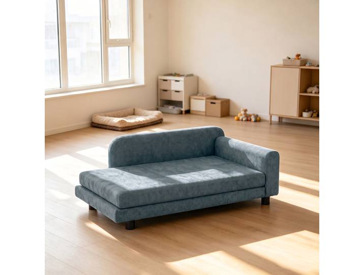 PawHut Lit Chien XXL Velours Gris Coussin Amovible Dossier